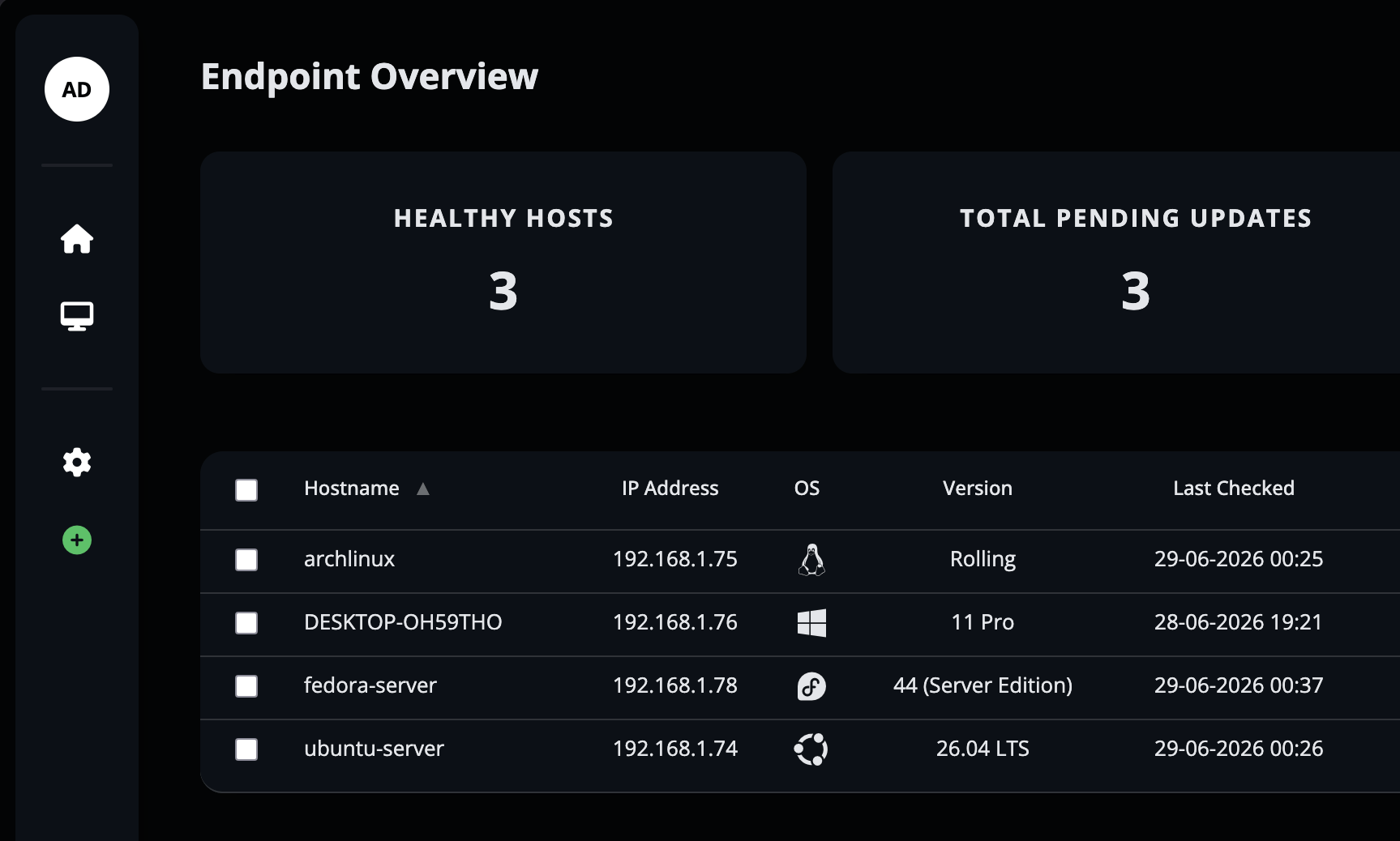 Central endpoint management dashboard