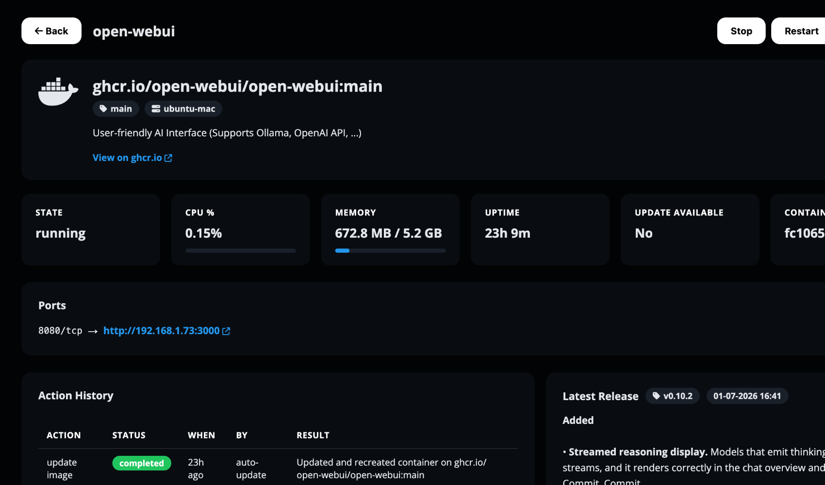 Docker container management
